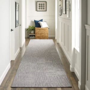 DynamicVision-HDE96-00501-Houndstooth-Hallway-2-V A long, grey Shaw Floors area rug | Broadway Carpet & Flooring